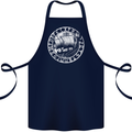 Viking Ship With Norse Text White Print Cotton Apron 100% Organic Navy Blue