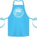 Viking Ship With Norse Text White Print Cotton Apron 100% Organic Turquoise