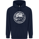 Viking Ship With Norse Text White Print Mens 80% Cotton Hoodie Navy Blue