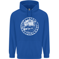 Viking Ship With Norse Text White Print Mens 80% Cotton Hoodie Royal Blue