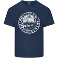 Viking Ship With Norse Text White Print Mens Cotton T-Shirt Tee Top Navy Blue