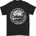 Viking Ship With Norse Text White Print Mens T-Shirt 100% Cotton Black
