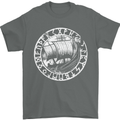 Viking Ship With Norse Text White Print Mens T-Shirt 100% Cotton Charcoal