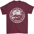 Viking Ship With Norse Text White Print Mens T-Shirt 100% Cotton Maroon