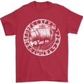 Viking Ship With Norse Text White Print Mens T-Shirt 100% Cotton Red