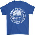 Viking Ship With Norse Text White Print Mens T-Shirt 100% Cotton Royal Blue