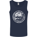 Viking Ship With Norse Text White Print Mens Vest Tank Top Navy Blue