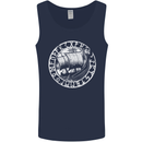 Viking Ship With Norse Text White Print Mens Vest Tank Top Navy Blue