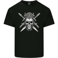 Viking Skull With Swords Warrior Gym MMA Mens Cotton T-Shirt Tee Top Black