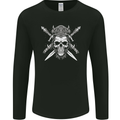 Viking Skull With Swords Warrior Gym MMA Mens Long Sleeve T-Shirt Black