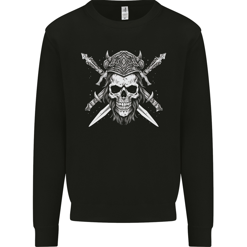 Viking Skull With Swords Warrior Gym MMA Mens Sweatshirt Jumper Black