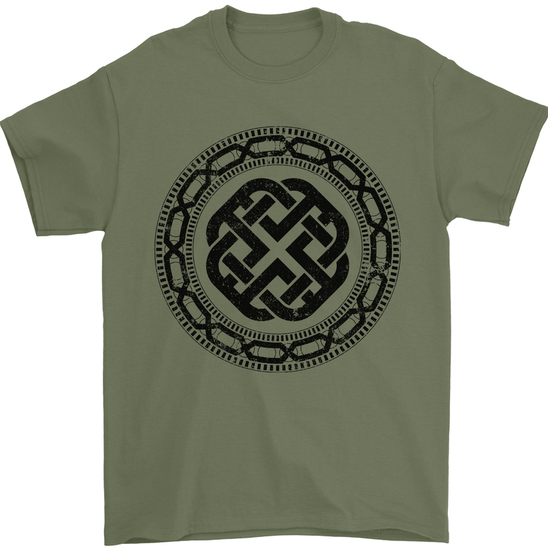 Viking Symbol Norse Mythology Black Gym Mens T-Shirt 100% Cotton Military Green