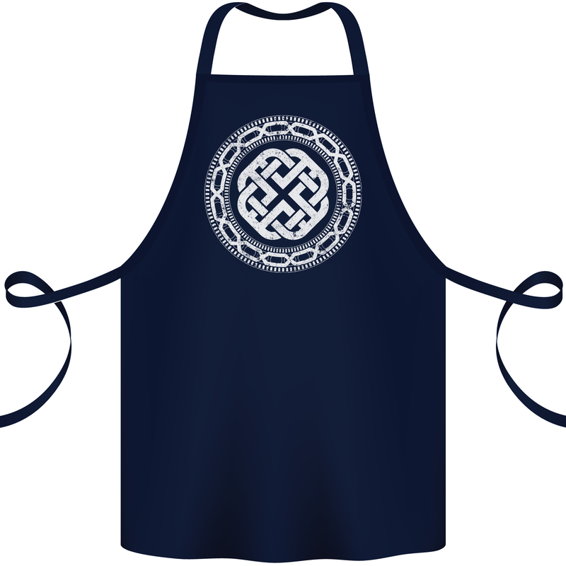 Viking Symbol Norse Mythology White Gym Cotton Apron 100% Organic Navy Blue