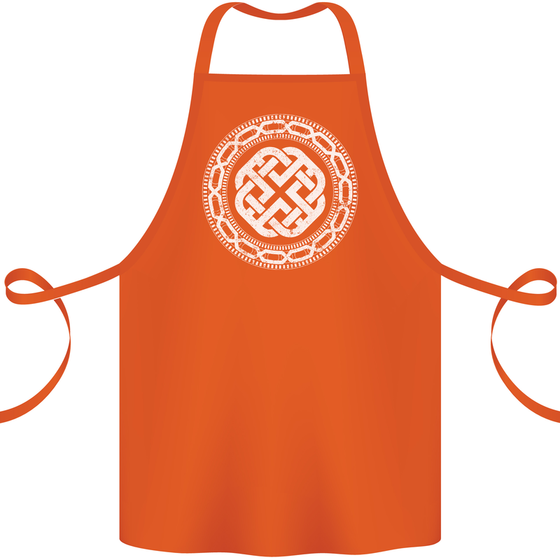 Viking Symbol Norse Mythology White Gym Cotton Apron 100% Organic Orange