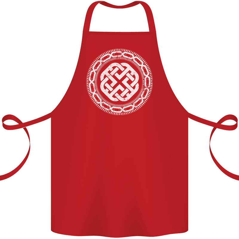 Viking Symbol Norse Mythology White Gym Cotton Apron 100% Organic Red