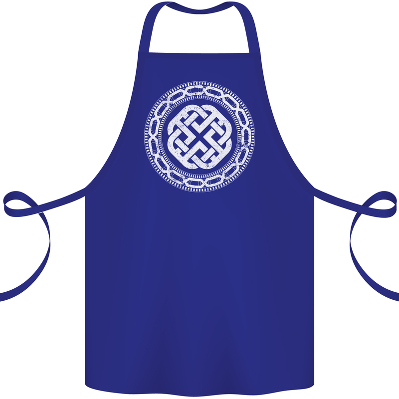 Viking Symbol Norse Mythology White Gym Cotton Apron 100% Organic Royal Blue