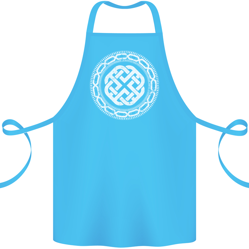 Viking Symbol Norse Mythology White Gym Cotton Apron 100% Organic Turquoise