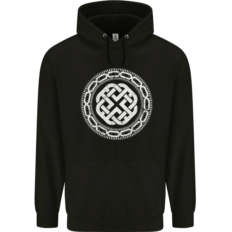 Viking Symbol Norse Mythology White Gym Mens 80% Cotton Hoodie Black