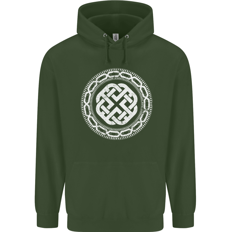 Viking Symbol Norse Mythology White Gym Mens 80% Cotton Hoodie Forest Green