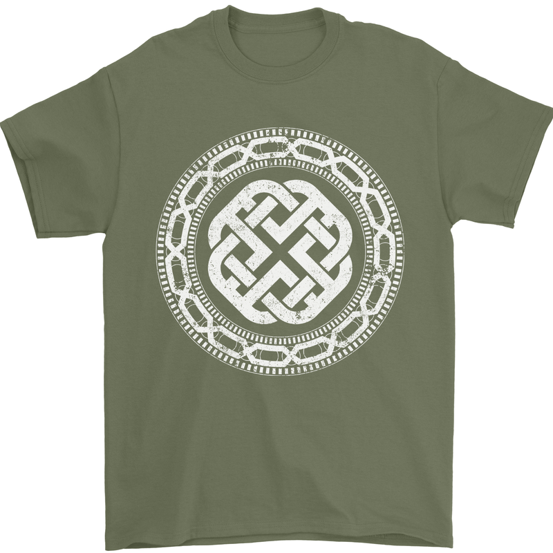 Viking Symbol Norse Mythology White Gym Mens T-Shirt 100% Cotton Military Green
