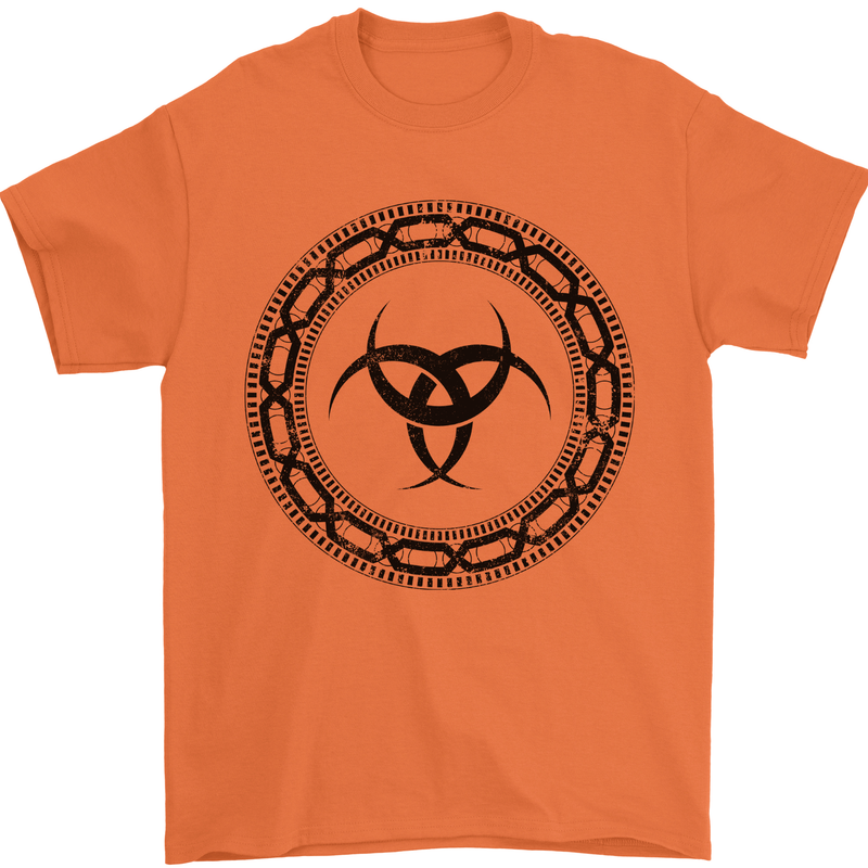 Viking Symbol Skaldenmet Black Gym Mens T-Shirt 100% Cotton Orange