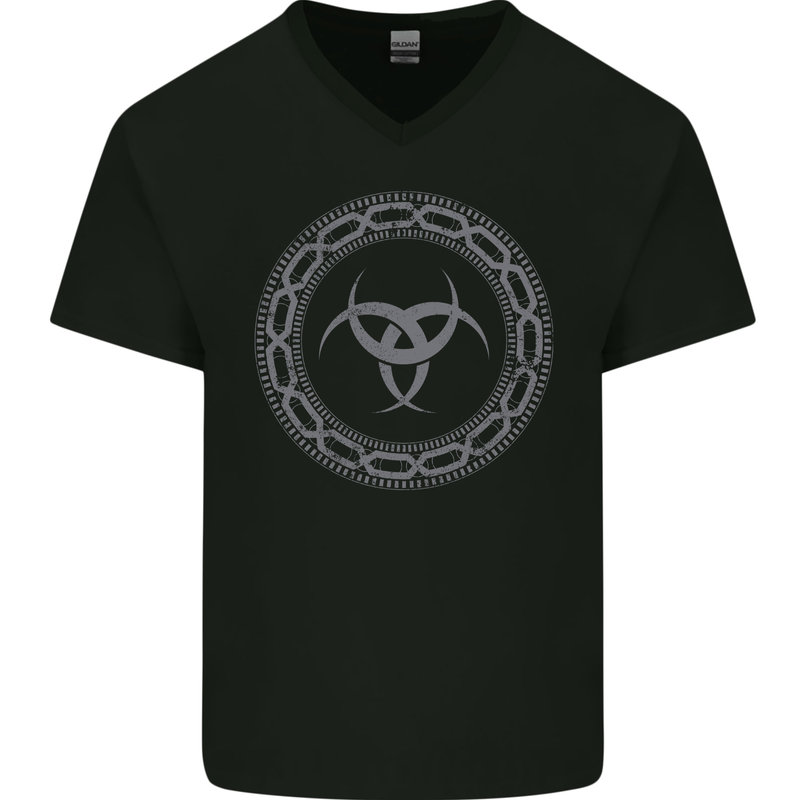 Viking Symbol Skaldenmet Grey Gym Mens V-Neck Cotton T-Shirt Black