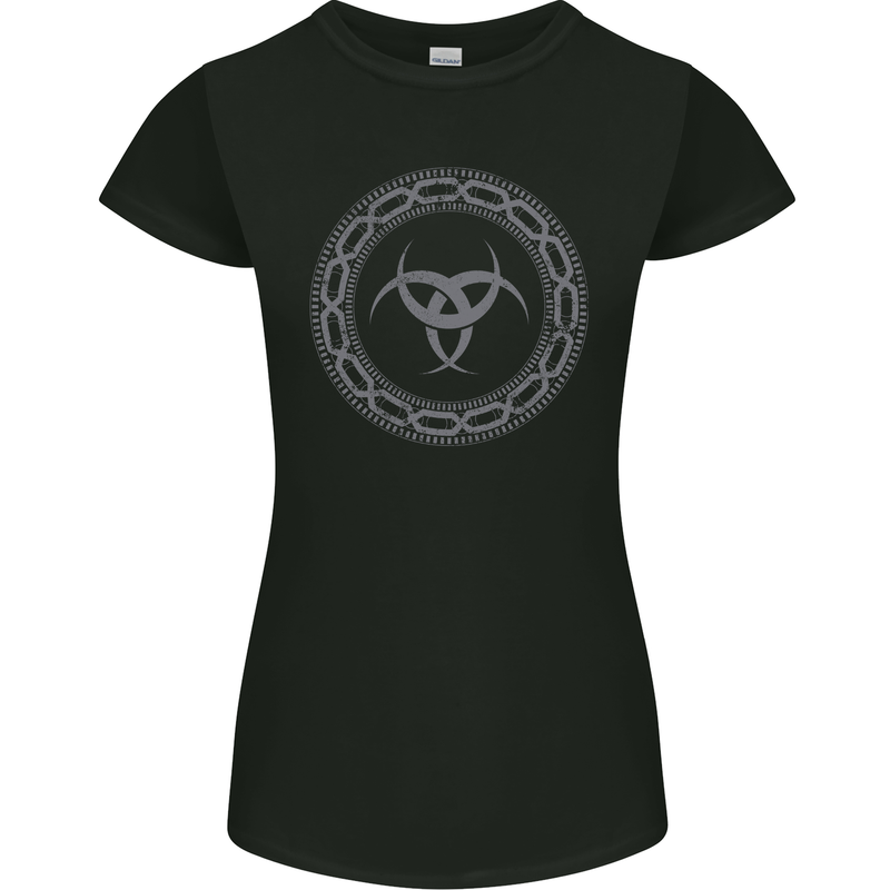 Viking Symbol Skaldenmet Grey Gym Womens Petite Cut T-Shirt Black