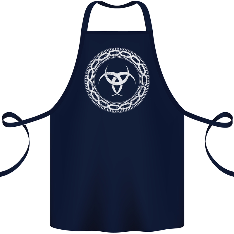 Viking Symbol Skaldenmet White Gym Cotton Apron 100% Organic Navy Blue