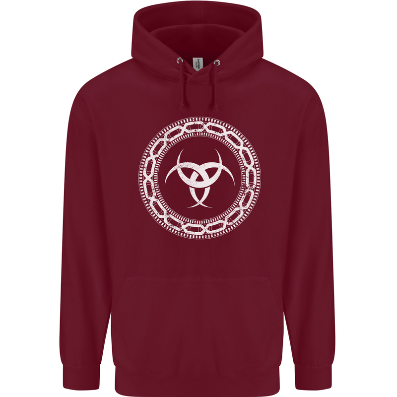 Viking Symbol Skaldenmet White Gym Mens 80% Cotton Hoodie Maroon