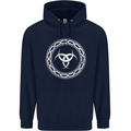 Viking Symbol Skaldenmet White Gym Mens 80% Cotton Hoodie Navy Blue