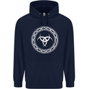 Viking Symbol Skaldenmet White Gym Mens 80% Cotton Hoodie Navy Blue