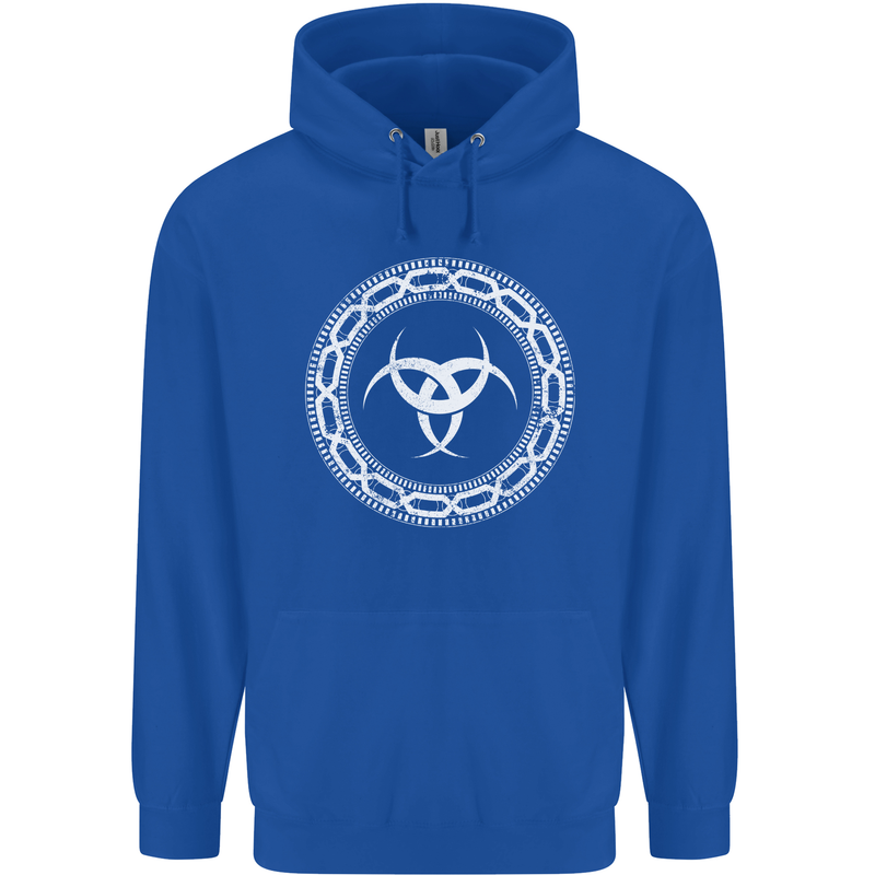 Viking Symbol Skaldenmet White Gym Mens 80% Cotton Hoodie Royal Blue