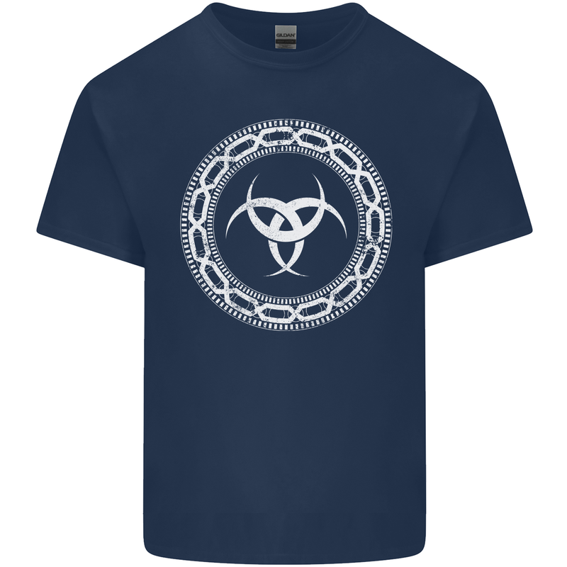Viking Symbol Skaldenmet White Gym Mens Cotton T-Shirt Tee Top Navy Blue