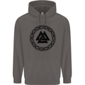 Viking Symbol Valknut Black Gym Mens 80% Cotton Hoodie Charcoal