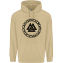 Viking Symbol Valknut Black Gym Mens 80% Cotton Hoodie Sand