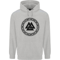 Viking Symbol Valknut Black Gym Mens 80% Cotton Hoodie Sports Grey