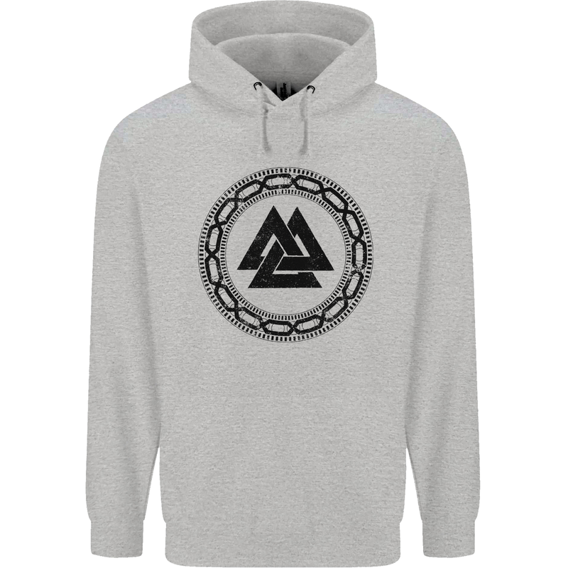 Viking Symbol Valknut Black Gym Mens 80% Cotton Hoodie Sports Grey