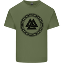 Viking Symbol Valknut Black Gym Mens Cotton T-Shirt Tee Top Military Green