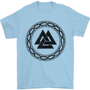 Viking Symbol Valknut Black Gym Mens T-Shirt 100% Cotton Light Blue