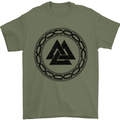 Viking Symbol Valknut Black Gym Mens T-Shirt 100% Cotton Military Green