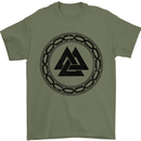 Viking Symbol Valknut Black Gym Mens T-Shirt 100% Cotton Military Green