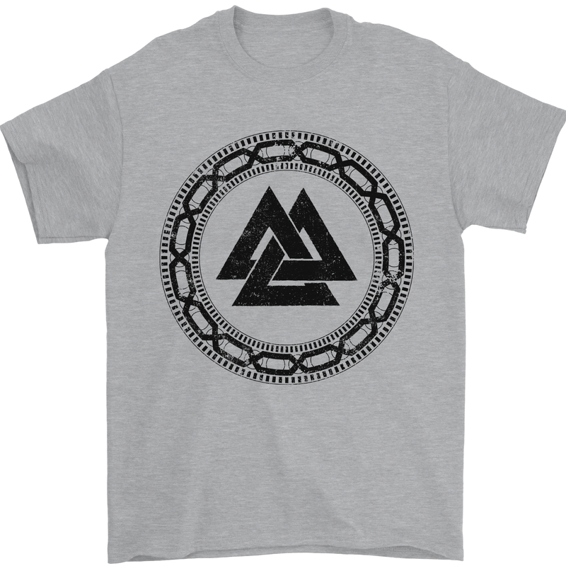 Viking Symbol Valknut Black Gym Mens T-Shirt 100% Cotton Sports Grey