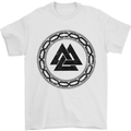 Viking Symbol Valknut Black Gym Mens T-Shirt 100% Cotton White