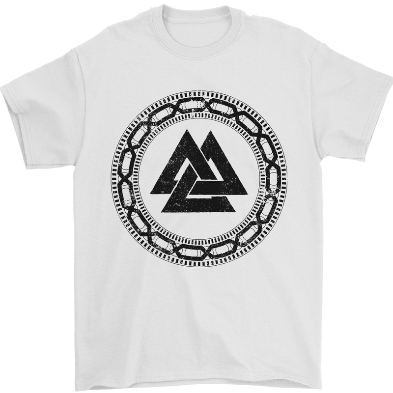 Viking Symbol Valknut Black Gym Mens T-Shirt 100% Cotton White