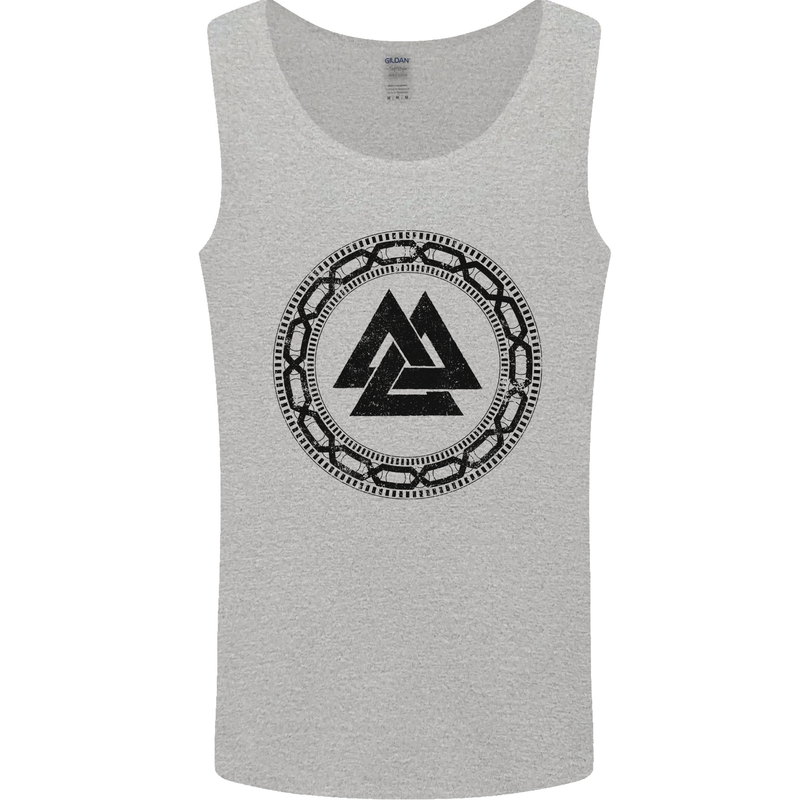 Viking Symbol Valknut Black Gym Mens Vest Tank Top Sports Grey