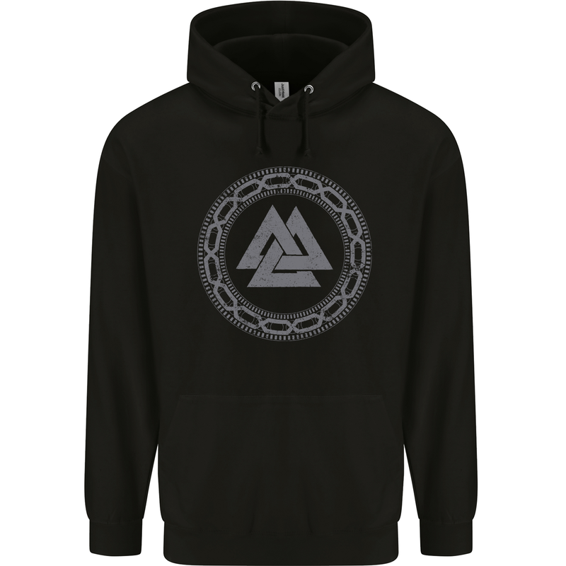 Viking Symbol Valknut Grey Gym Childrens Kids Hoodie Black