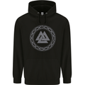 Viking Symbol Valknut Grey Gym Mens 80% Cotton Hoodie Black