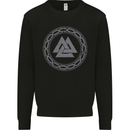Viking Symbol Valknut Grey Gym Mens Sweatshirt Jumper Black
