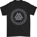 Viking Symbol Valknut Grey Gym Mens T-Shirt 100% Cotton Black