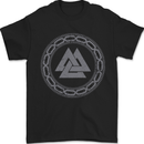Viking Symbol Valknut Grey Gym Mens T-Shirt 100% Cotton Black